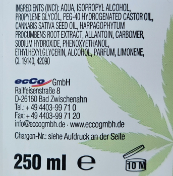 ECO  MED Natur Teufelskralle Gel mit reinem Hanfsamenöl 250 ml
